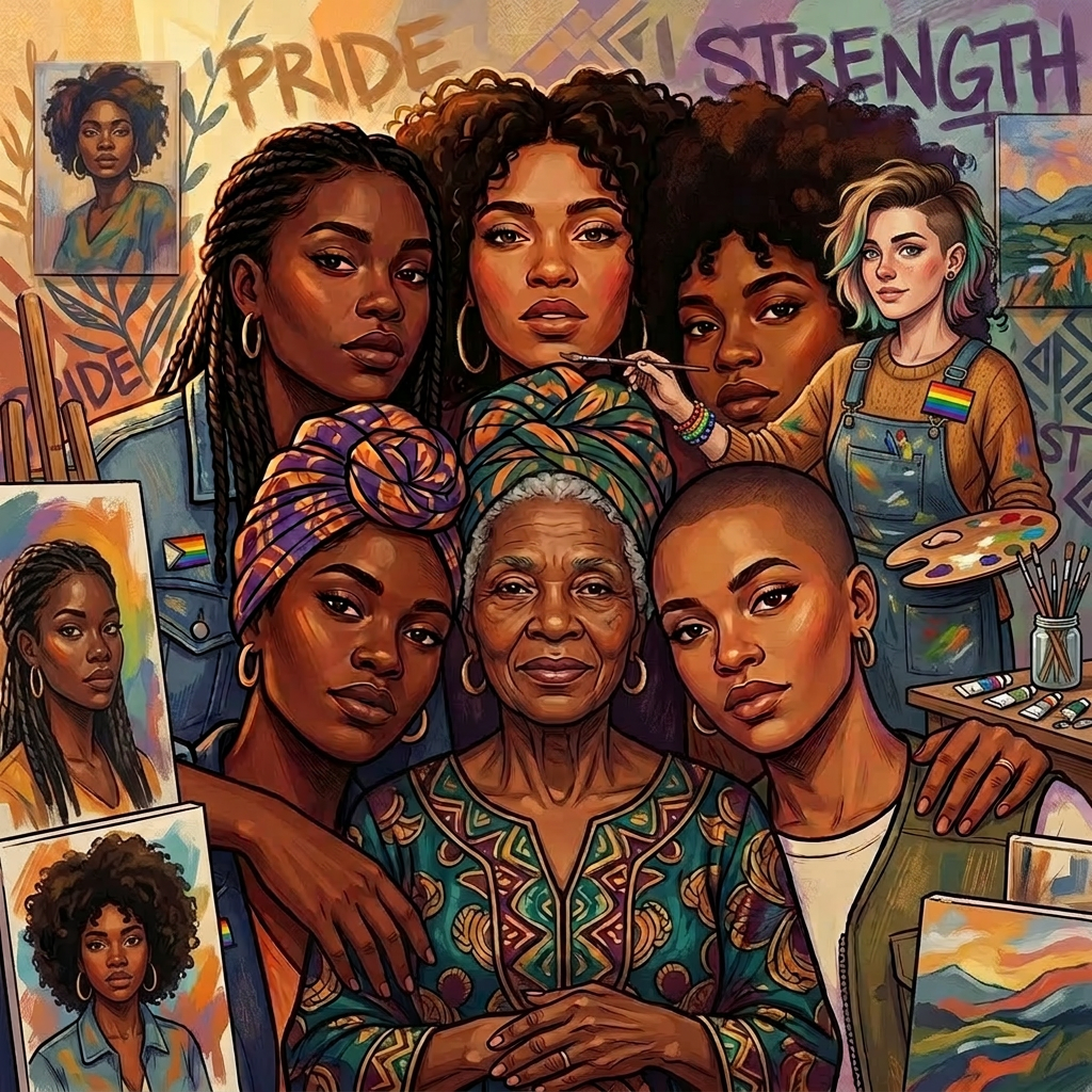 Replace white middle-aged artist with white lesbian artist